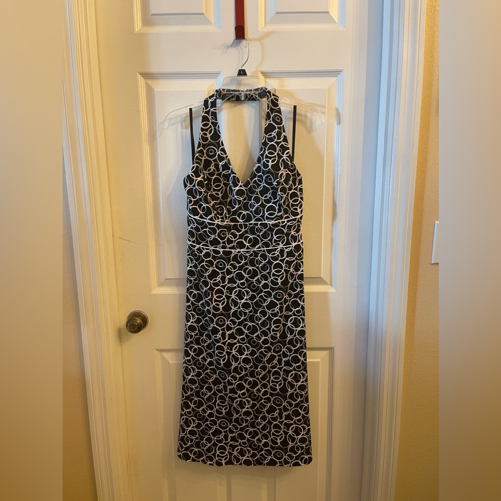 Women’s halter cocktail dress black and white Size 10